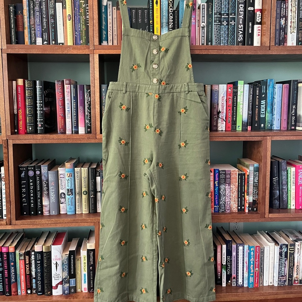 Cider Olive Green Sunflower Jumpsuit Overalls